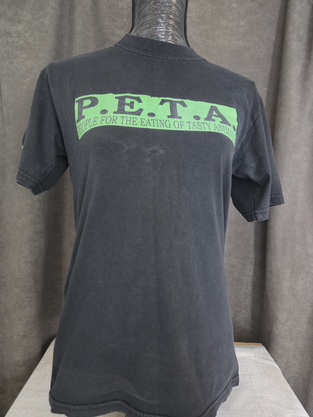 Black Graphic Tee with Green Logo